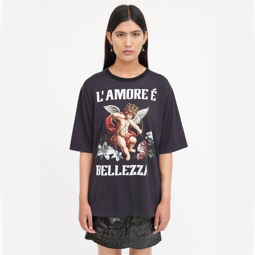 Dolce & Gabbana Black T-Shirt – Baroque Print, I Tee, Unisex